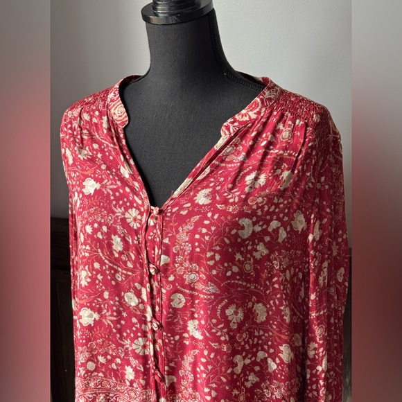 Lucky Brand Pink Long Sleeve Blouse with Mandarin Collar - Picture 2 of 9